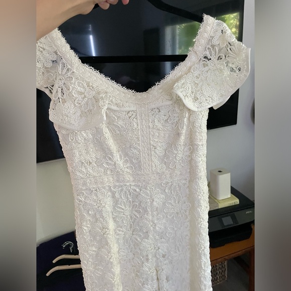 ALEXIS flowered embroidered off the shoulder jumpsuit in white size S - Picture 5 of 5